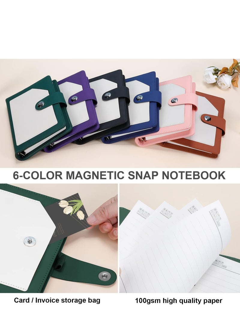 A6 Leather Journal Notebook, 6 Ring Binder Refillable Travel Journal, with Ballpoint Pen/Refill, 126sThick Ruled Paper Daily Diary for School, Travel, Business, Work, Home Writing (Green) - Image 4